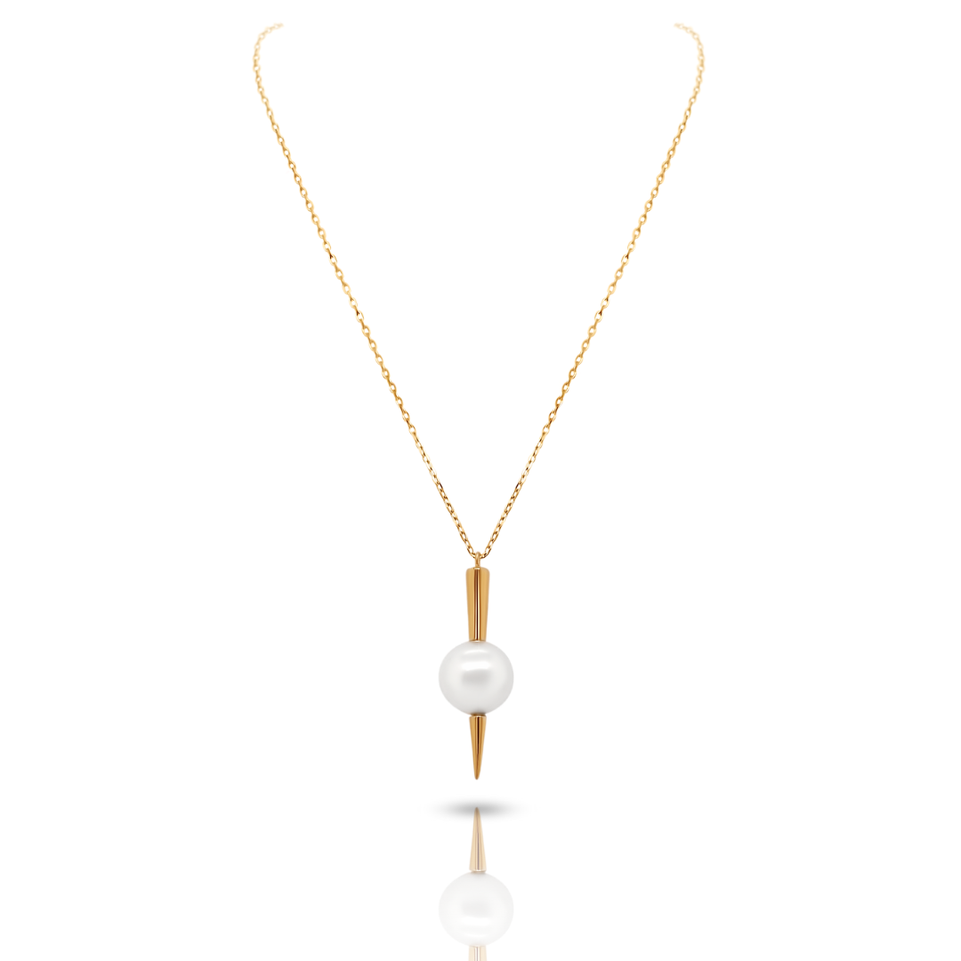 Akoya Pearl Pointed Pendant Necklace 18K yellow gold