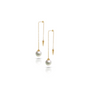 Qlassico dangling earrings from the  Celestial Capsule, featuring a pair of round Akoya pearls set in 18K yellow gold.