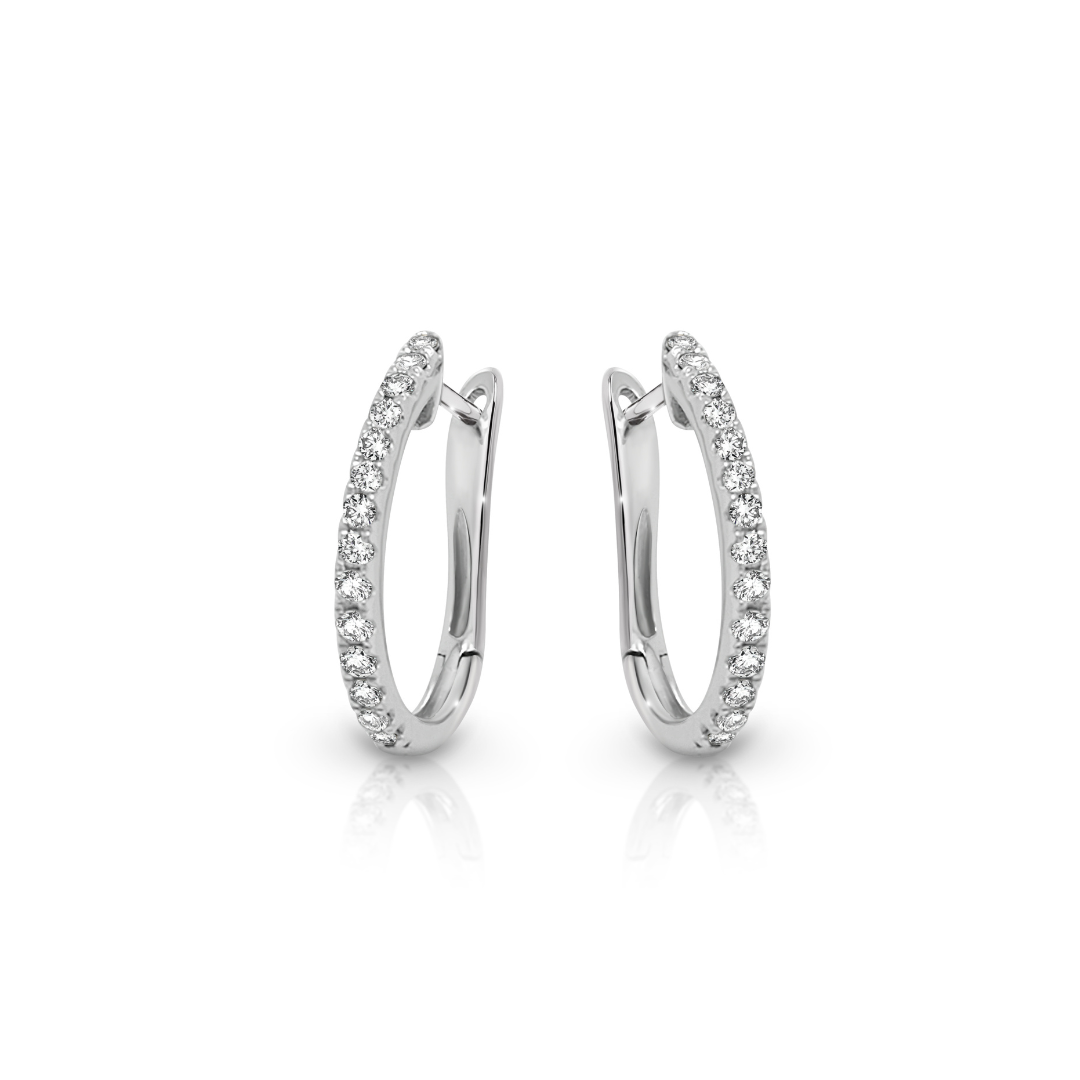Qlassico diamond hoop earrings featuring natural diamonds set in 14K white gold.