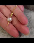 Akoya Pearl Pointed Pendant Necklace