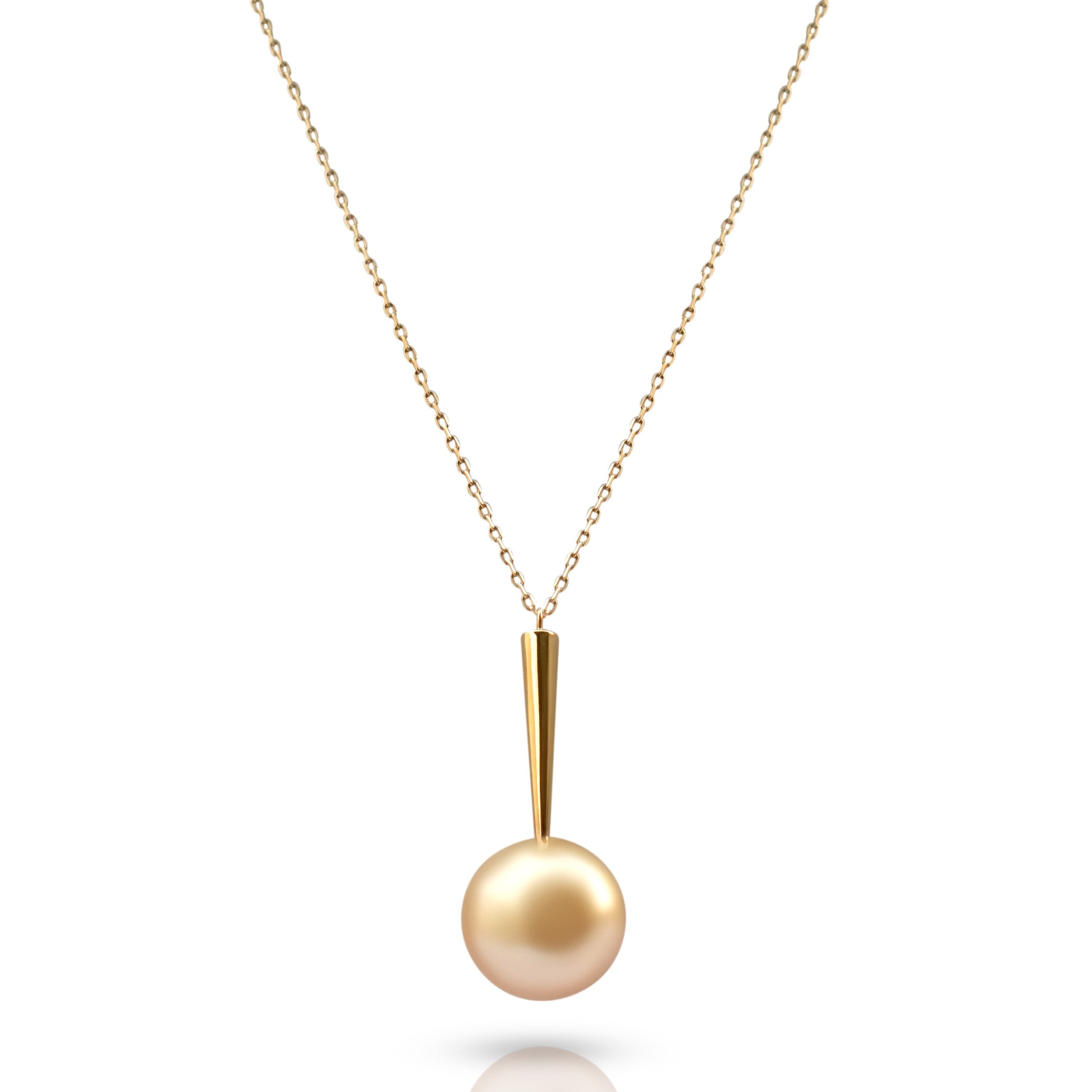 Golden South Sea Pearl Pendant Necklace set  in 18K Yellow Gold