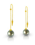 Tahitian Pearl Dangling Earrings in 18K Yellow Gold